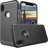DrPhone BCR1 Geborsteld TPU case - Ultimate Drop Proof Siliconen Case - Carbon fiber Look - Geschikt voor iPhone X/XS