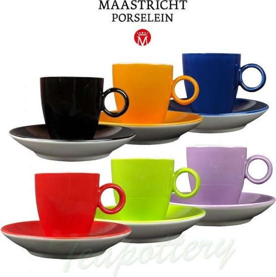 Reis materiaal gevoeligheid Maastricht porselein - Bart Colour - 6 espressokopjes regenboog | bol.com
