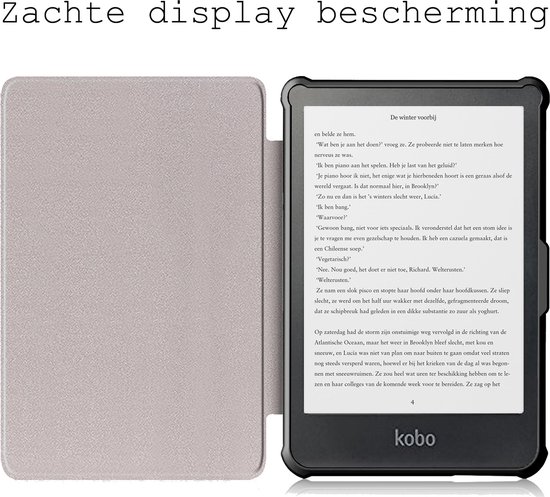 Hoes Geschikt voor Kobo Nia Hoesje Bookcase Cover Hoes - Hoesje Geschikt voor Kobo Nia Hoes Cover Case - Donkerrood van Merkloos — afbeelding 4