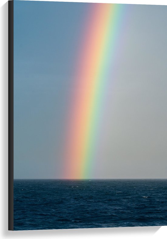 WallClassics - Toile - Arc-en-ciel lumineux atterrissant dans l'eau de mer - 60x90 cm Tableau sur toile (Décoration murale sur toile)