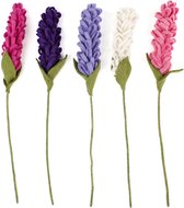 Vilten Hyacint Complete set van 5 stuks - Fuchsia/Lila/Paars/Roze/Wit - 40cm