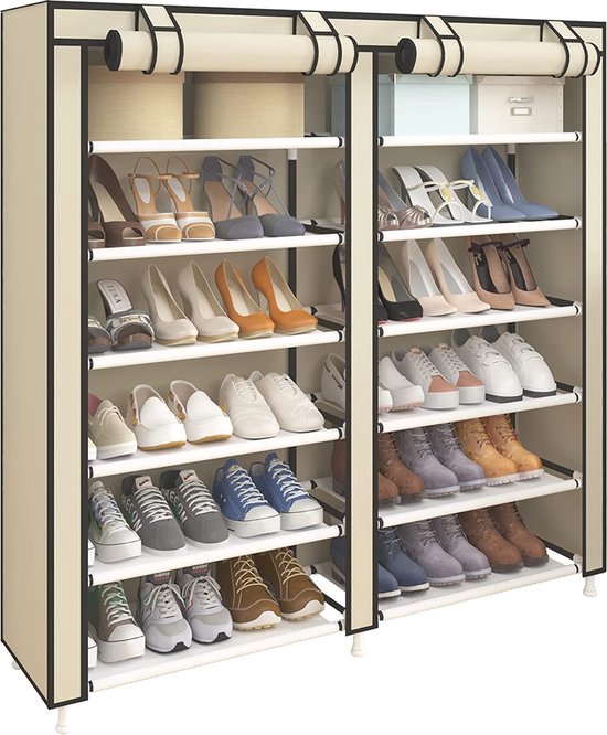 Stofdicht schoenenrek schoenenrek schoenenkast voor ca. 36 paar schoenen, Beige