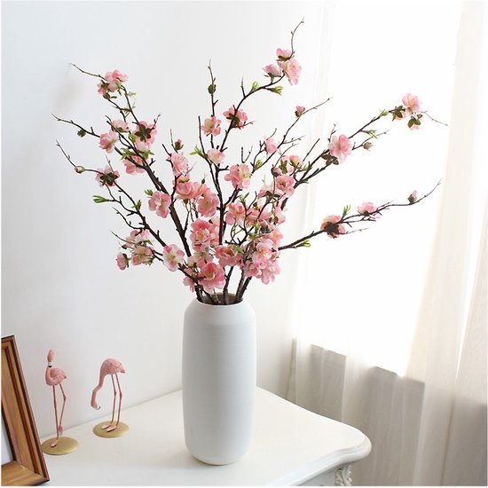 Foto: Zijden boeket pruim boezem boeket 90cm hoog 4 stelen doe het zelf boeket diy alle kunstbloemen los geleverd lente multi color kunstbloemen nep bloemen nepbloemen kunstplanten roze