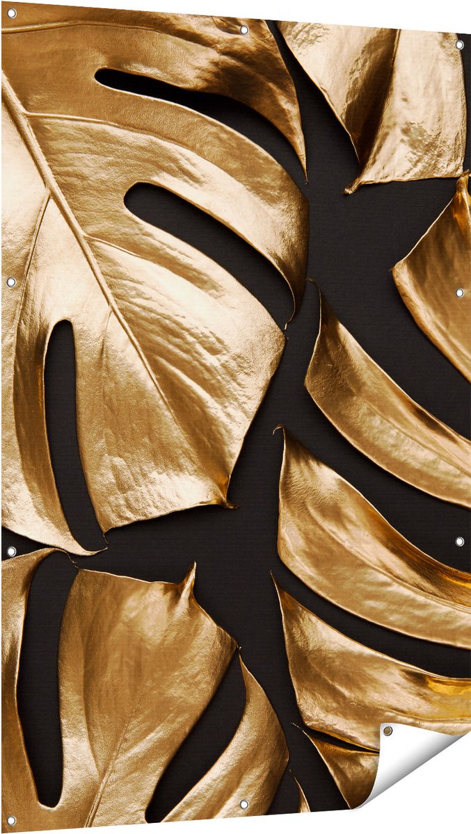 Gards Tuinposter Gouden Bladeren - 100x150 cm - Tuindoek - Tuindecoratie - Wanddecoratie buiten - Tuinschilderij Multikleur