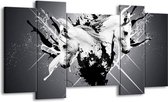 GroepArt - Schilderij - Abstract - Wit, Zwart, Grijs - 120x65 5Luik - Foto Op Canvas - GroepArt 6000+ Schilderijen 0p Canvas Art Collectie - Wanddecoratie