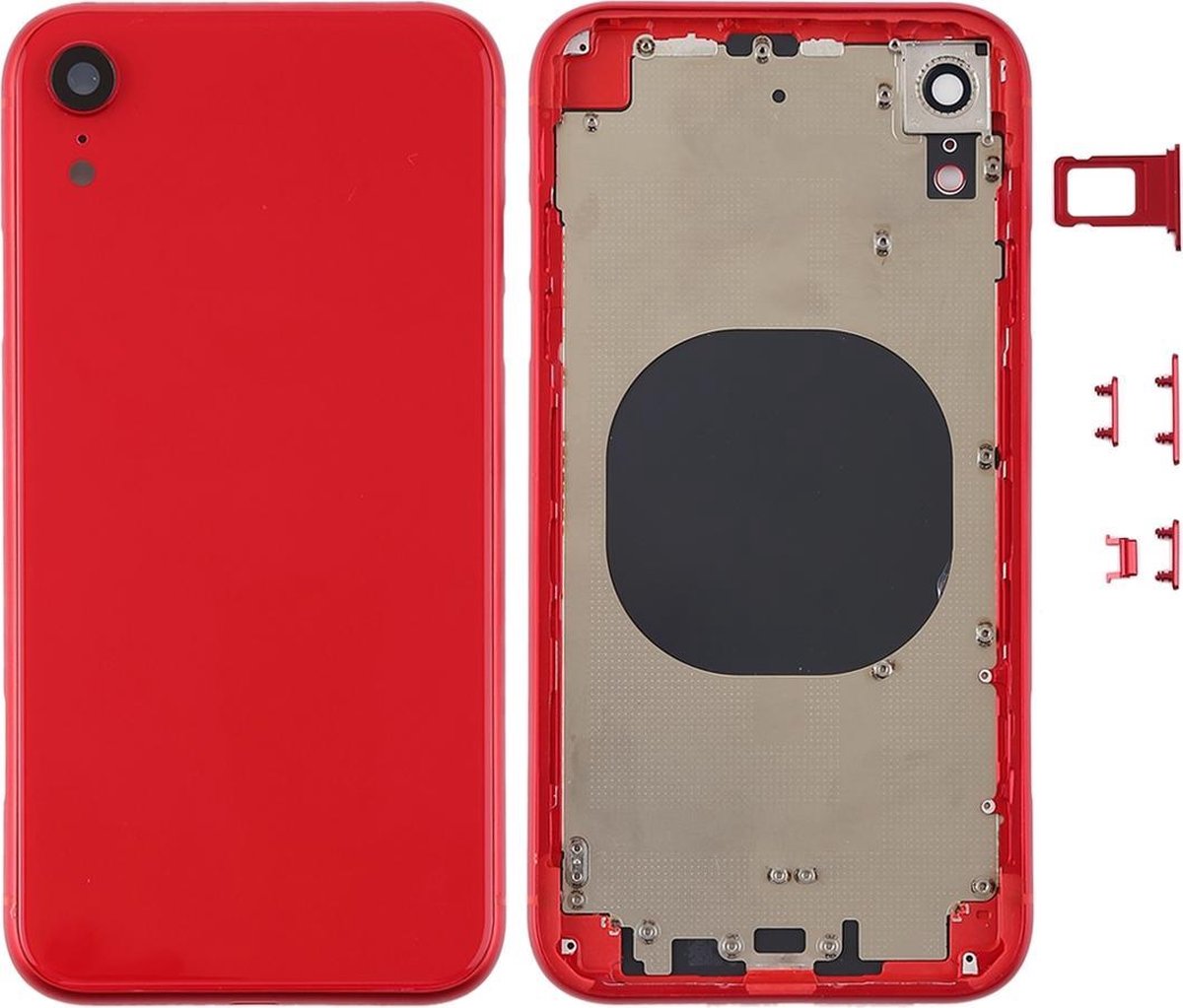 Achterkant behuizingsdeksel met cameralens & simkaartvak & zijtoetsen voor iPhone XR (rood)