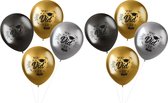 Folat Ballonnen geslaagd thema - 8x - goud/zilver/grijs - latex - 33 cm - examenfeest versiering