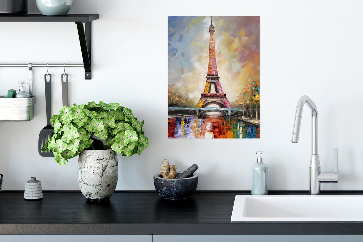 Poster Eiffeltoren - Schilderij - Olieverf - Parijs - 30x40 cm