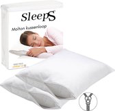 Sleeps Molton kussenbeschermer 60x70 cm 2 stuks - Molton Kussensloop - Met Rits - Anti allergie - Hotel Kwaliteit - Extra Zacht