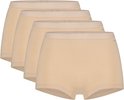 Vier beige dames shorts met een lichtbruine elastische tailleband van Ten Cate.