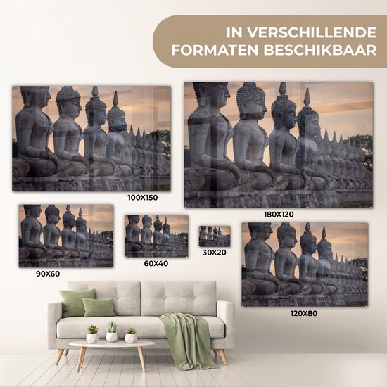MuchoWow® Peinture sur Verre - Images de Bouddha en Thaïlande - 120x80 cm - Peintures sur Verre Acrylique - Photo sur Glas
