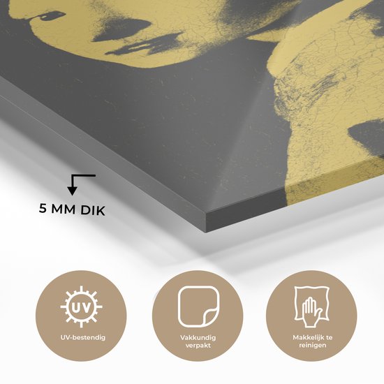 MuchoWow® Peinture sur Verre - Fille à la Perle - Johannes Vermeer - Jaune - 60x90 cm - Peintures sur Verre Acrylique - Photo sur Glas