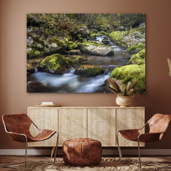® Glasschilderij 150x100 cm - Schilderij acrylglas - Bemoste rotsen in het Sloveense Nationaal park Triglav - Foto op glas - Muurdecoratie woonkamer - Wanddecoratie slaapkamer - Schilderijen