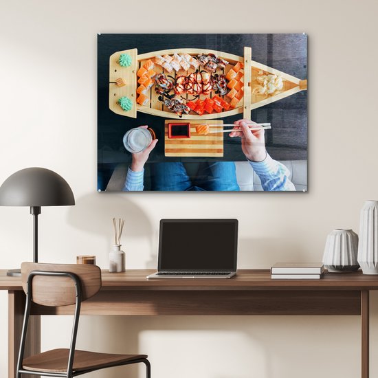 Peinture sur Verre - Sushi au Restaurant Japonais - 80x60 cm - Peintures sur Verre Peintures - Photo sur Glas