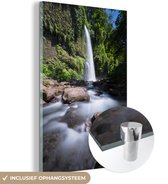 MuchoWow® Glasschilderij 40x60 cm - Schilderij acrylglas - Wilde waterval in het Nationaal park Gunung Rinjani in Indonesië - Foto op glas - Schilderijen
