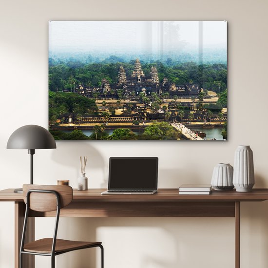 Vue aérienne du temple d'Angkor Wat au Cambodge Plexiglas 90x60 cm - Tirage photo sur verre (décoration murale plexiglas)