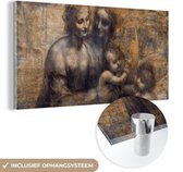 MuchoWow® Peinture sur verre 40x20 cm - Peinture sur verre acrylique - Marie avec l'enfant et Sainte Anne - Leonardo de Vinci - Photo sur verre - Peintures