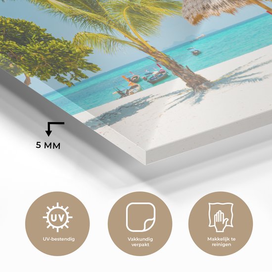 Peinture sur verre - Plage avec palmiers et transats - 80x40 cm - Peintures sur Verre Peintures - Photo sur Glas