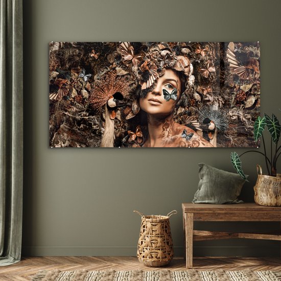 Peinture sur Verre - Femme - Luxe - Animaux - 160x80 cm - Peintures sur Verre Peintures - Photo sur Glas