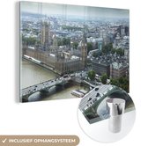 MuchoWow® Glasschilderij 120x80 cm - Schilderij acrylglas - stadsaanzicht in Engeland - Foto op glas - Schilderijen