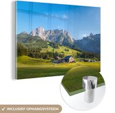 MuchoWow® Glasschilderij 60x40 cm - Schilderij acrylglas - Berg - Lucht - Bos - Foto op glas - Schilderijen