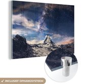 Peinture sur verre - Voie Lactée au-dessus du Cervin en Suisse en hiver - 120x80 cm - Peintures sur Verre Peintures - Photo sur Glas