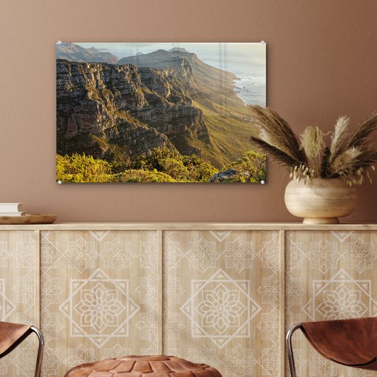 Montagnes avec le littoral des douze apôtres au Cap Plexiglas 60x40 cm - Tirage photo sur Glas (décoration murale en plexiglas)