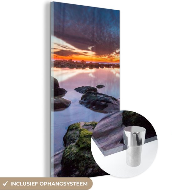 MuchoWow® Glasschilderij - Rotsen - Water - Natuur - Acrylglas Schilderijen - Foto op Glas