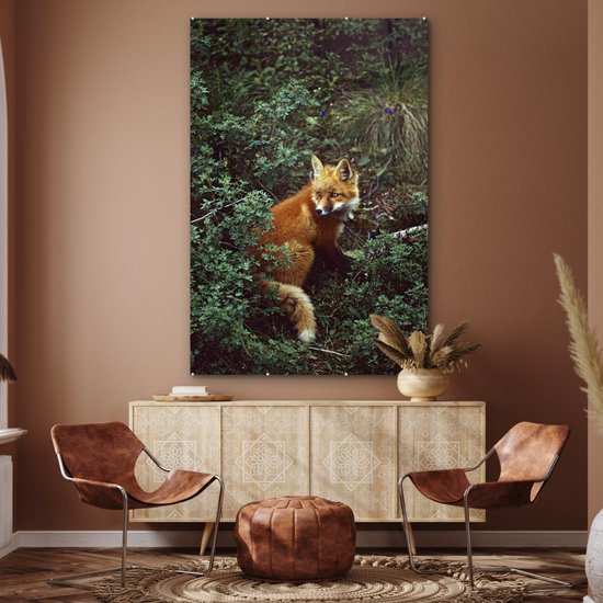 MuchoWow® Peinture sur Verre - Renard - Nature - Forêt - 100x150 cm - Peintures sur Verre Acrylique - Photo sur Glas