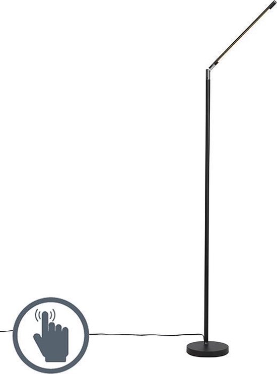 QAZQA berdien fl - Moderne Dimbare LED Vloerlamp | Staande Lamp met Dimmer - 1 lichts - H 1630 mm - Zwart - Woonkamer