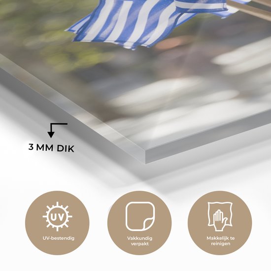 Drapeaux grecs comme souvenirs Plexiglas 40x60 cm - Tirage photo sur Glas (décoration murale en plexiglas)