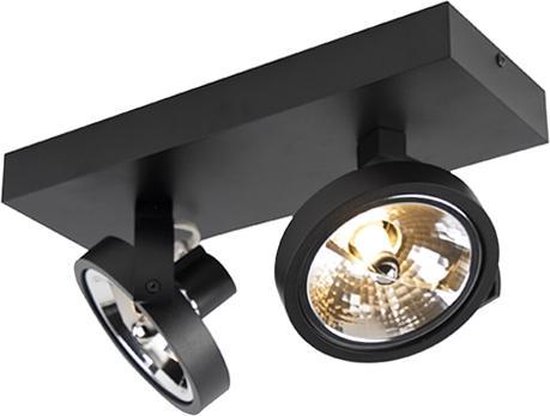 QAZQA go - Design LED Plafondspot | Spotje | Opbouwspot - 2 lichts - L 305  mm - Zwart... | bol.com