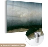MuchoWow® Peinture sur Verre - Moine au Bord de la Mer - Peinture de Caspar David Friedrich - 90x60 cm - Peintures sur Verre Acrylique - Photo sur Glas