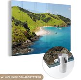 MuchoWow® Glasschilderij 180x120 cm - Schilderij acrylglas - Luchtfoto van Bay of Islands in Nieuw-Zeeland - Foto op glas - Schilderijen