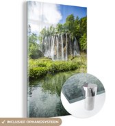 MuchoWow® Glasschilderij 120x180 cm - Schilderij acrylglas - Watervallen in het bos van het Nationaal park Plitvicemeren - Foto op glas - Schilderijen