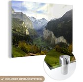 MuchoWow® Peinture sur verre 120x80 cm - Peinture acrylique sur verre - Vallée des Alpes - Photo sur verre - Peintures