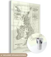 MuchoWow® Glasschilderij 60x80 cm - Schilderij acrylglas - Klassieke wereldkaart Groot Brittannië en Ierland - Foto op glas - Schilderijen