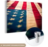 MuchoWow® Glasschilderij 120x80 cm - Schilderij acrylglas - Verenigde Staten vlag van de zijkant - Foto op glas - Schilderijen