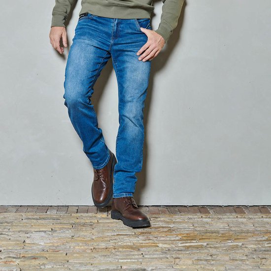 Twinlife Heren tapered jeans Axel - Spijkerbroeken - Duurzaam - Recycled - Blauw
