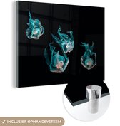 MuchoWow® Glasschilderij 80x60 cm - Schilderij acrylglas - Kwal - Zeedieren - Zwart - Foto op glas - Schilderijen