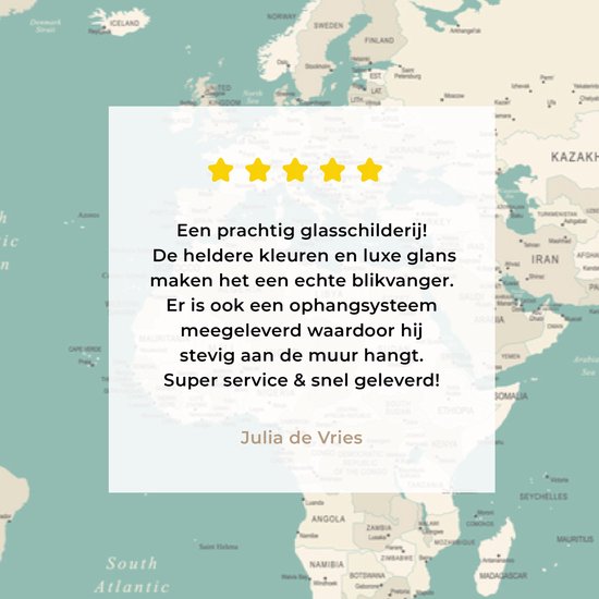 MuchoWow® Peinture sur verre 120x60 cm - Peinture sur verre - Wereldkaart - Blauw - Atlas - Photo sur verre acrylique - Peintures