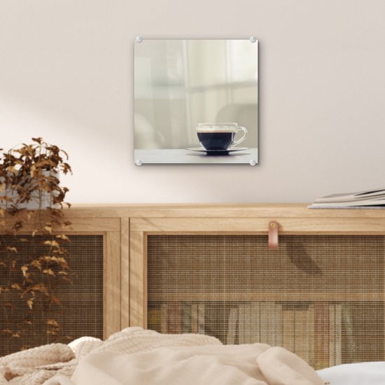 Peinture sur Verre - Espresso dans une Tasse en Verre - 20x20 cm - Peintures sur Verre Peintures - Photo sur Glas