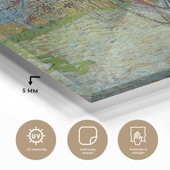 MuchoWow® Peinture sur Verre - Le Pêcher Rose - Vincent van Gogh - 80x40 cm - Peintures Acrylique - Photo sur Glas