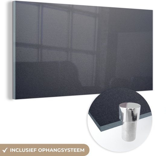 MuchoWow® Glasschilderij 120x60 cm - Schilderij acrylglas - Aluminium print - Metaal - Grijs - Foto op glas - Schilderijen