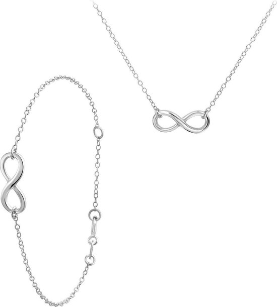 bol.com | Lucardi Zilveren set infinity - Geschenkset - Collier en armband  - Infinity