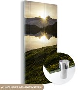 MuchoWow® Glasschilderij 60x120 cm - Schilderij acrylglas - Zwitserland - Alpen - Water - Foto op glas - Schilderijen