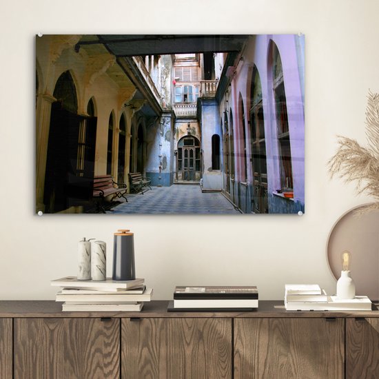 Rue colorée dans le vieux quartier d'Ahmedabad en Inde Plexiglas 60x40 cm - Tirage photo sur Glas (décoration murale en plexiglas)