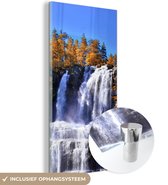 MuchoWow® Glasschilderij 20x40 cm - Schilderij acrylglas - Waterval - Noorwegen - Natuur - Foto op glas - Schilderijen