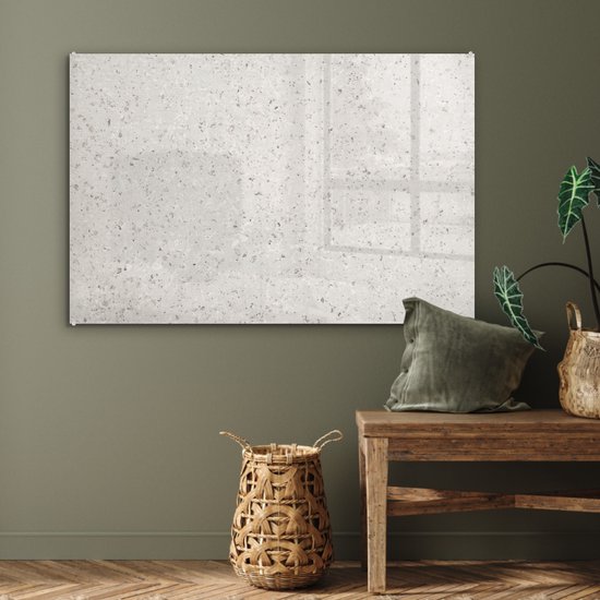 MuchoWow® Peinture sur verre - Granit - Grijs - Motif - Design - Wit - 120x80 cm - Peintures sur verre acrylique - Photo sur Glas