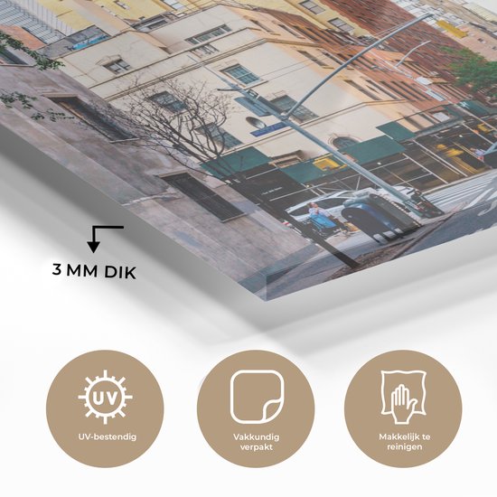 MuchoWow® Peinture sur verre 60x40 cm - Peinture sur verre acrylique - Traverser la rue à New York - Photo sur verre - Peintures